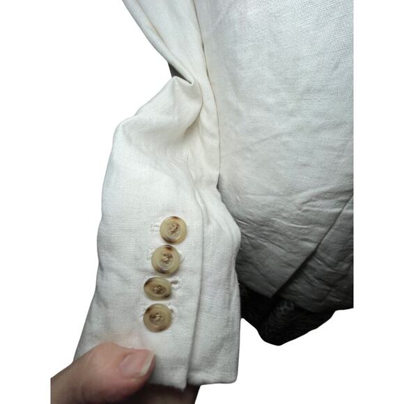 J.Crew Linen Blazer Women 00 White Tailored Casual Work Fall Jacket - Picture 6 of 12